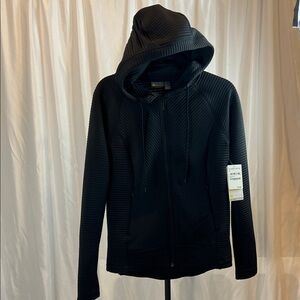 Zella black Ribbed zip up hoodie M NWT